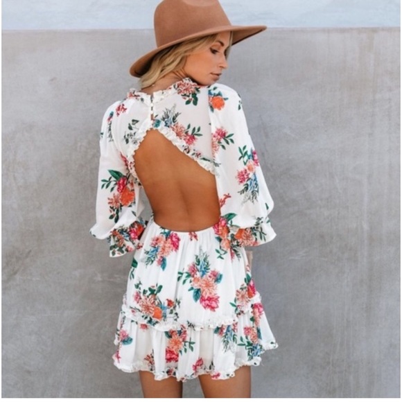 Vici floral backless ruffle dress - Picture 2 of 5